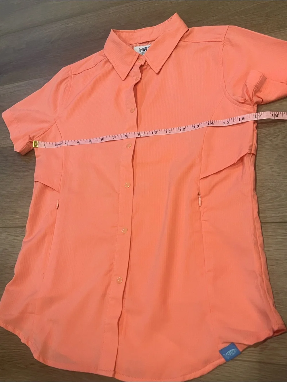 American Fishing Tackle Co Coral Pink Short-Sleeve Performance Button-Down Shirt
